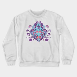 Chinoiserie Motif tulips in lush floral vignette. Plum violet and salmon pink Crewneck Sweatshirt